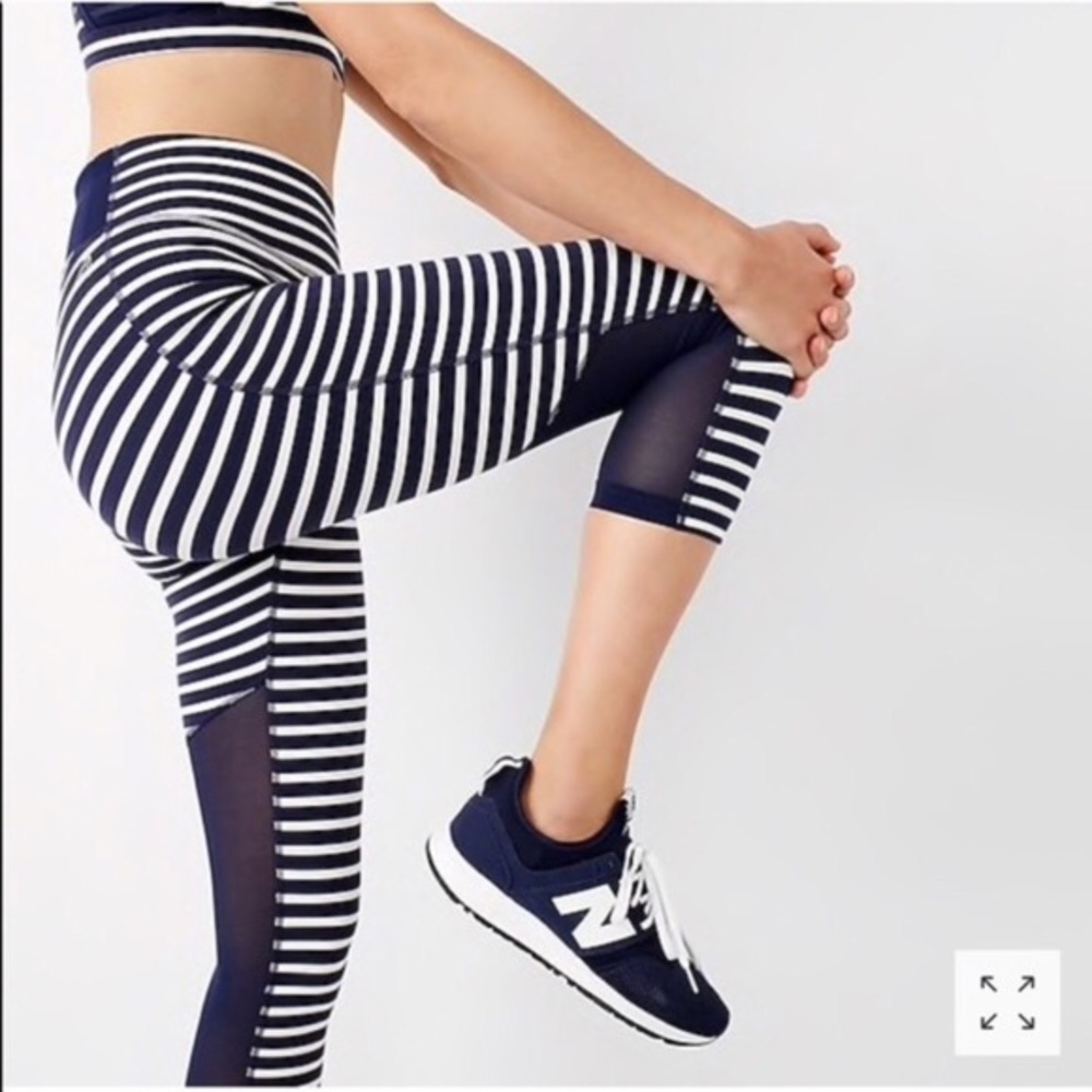 New Balance Blue & White Striped Leggings